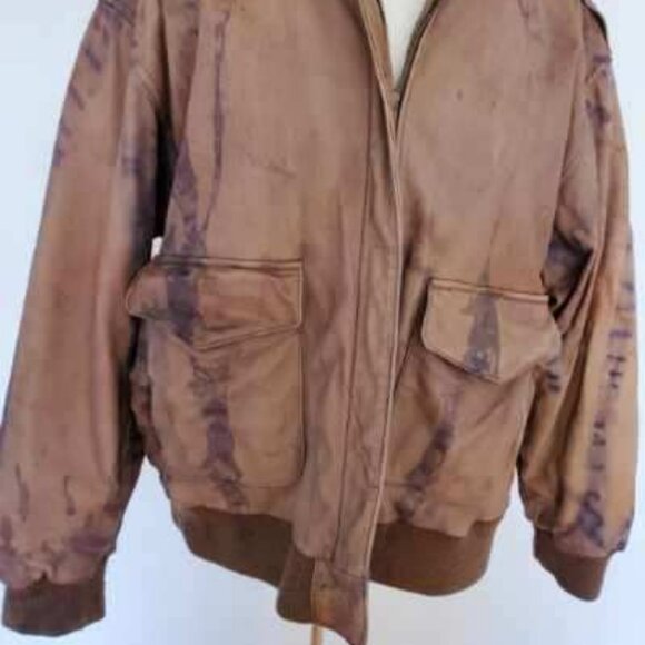 Vintage leather bomber moto COAT M L brown Tan Black cowgirl western equestrian - Picture 3 of 9